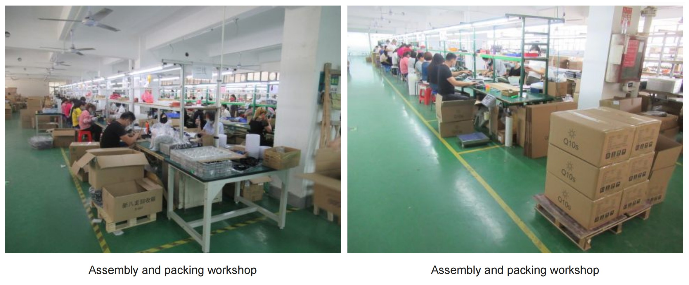 Assembly and packing workshop with dedicated production lines and experienced operators