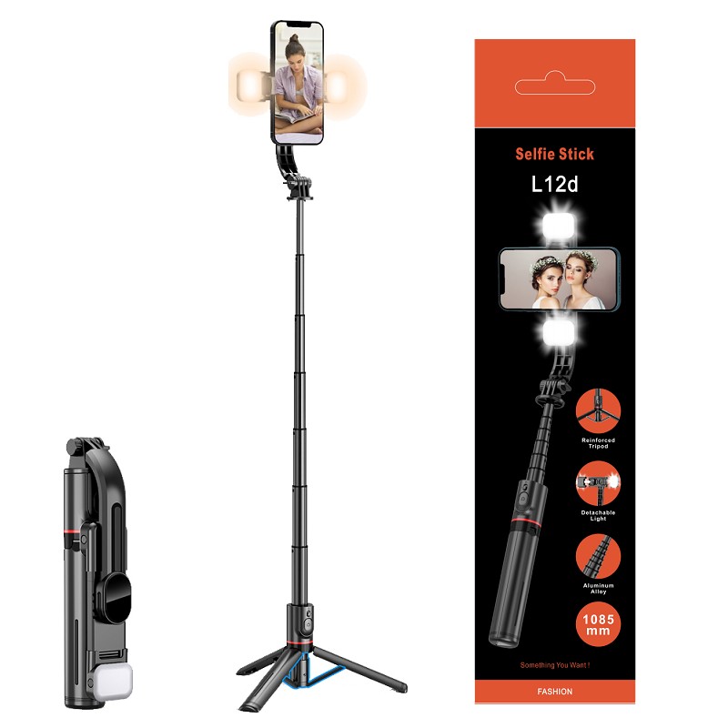 1m Aluminum Selfie Stick Tripod with Dual LED Light L12D